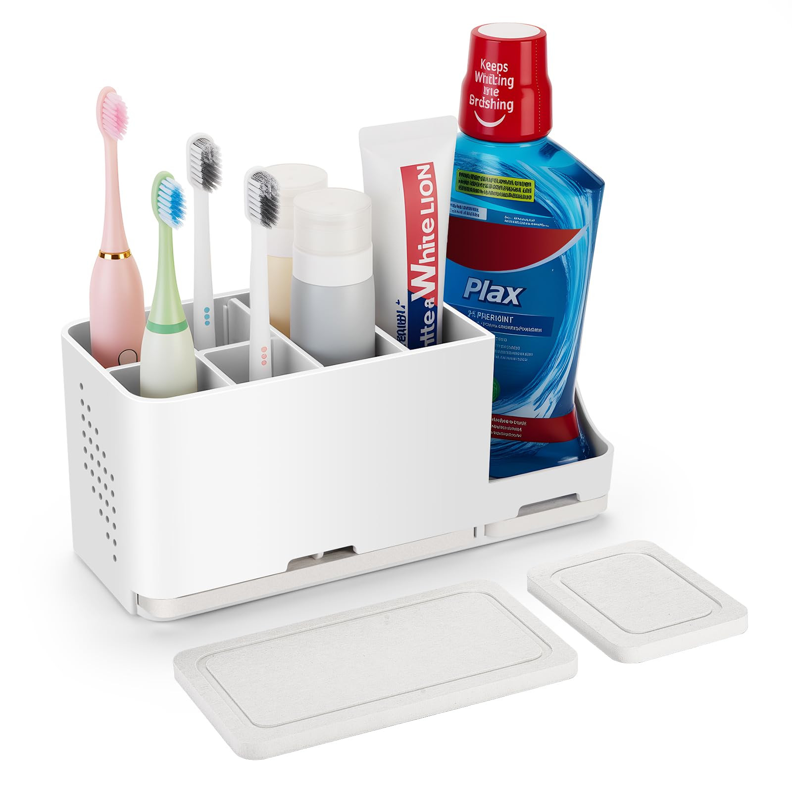 Toothbrush Holder for Bathroom Organizer with Diatom mud Board，Detachable 8 Slots Kids Electric... | Amazon (US)