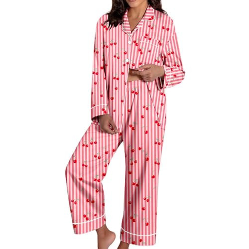 Valentine Pj Sets For Woman,Valentines Day Pajamas For Women Bow 2 Piece Cozy Cute Love Heart Print Lounge Matching Sets Soft Sleepwear Outfit,Pink 01,XL | Amazon (US)
