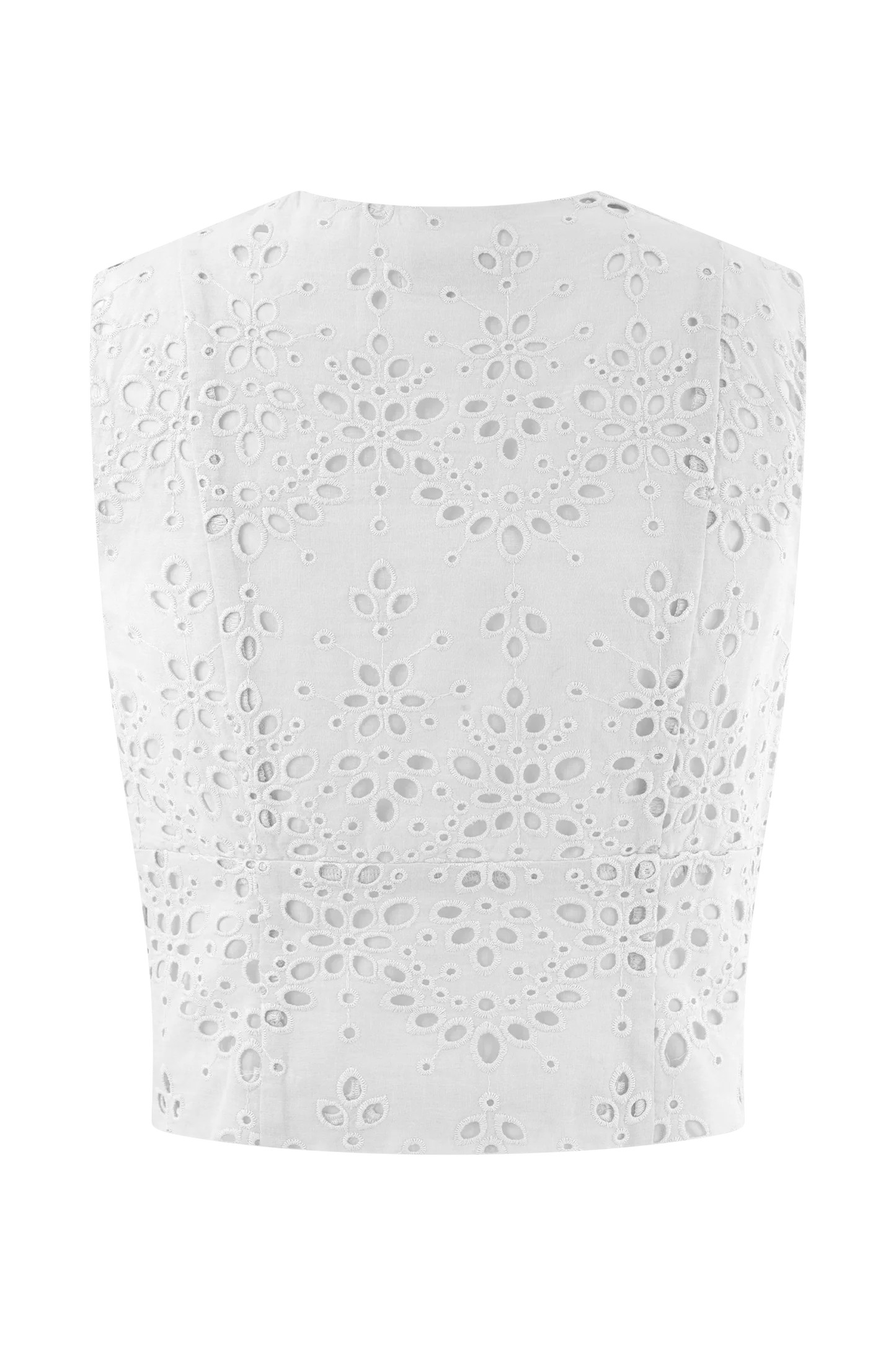 Arla Sleeveless Broderie Top - White | Meshki (APAC)
