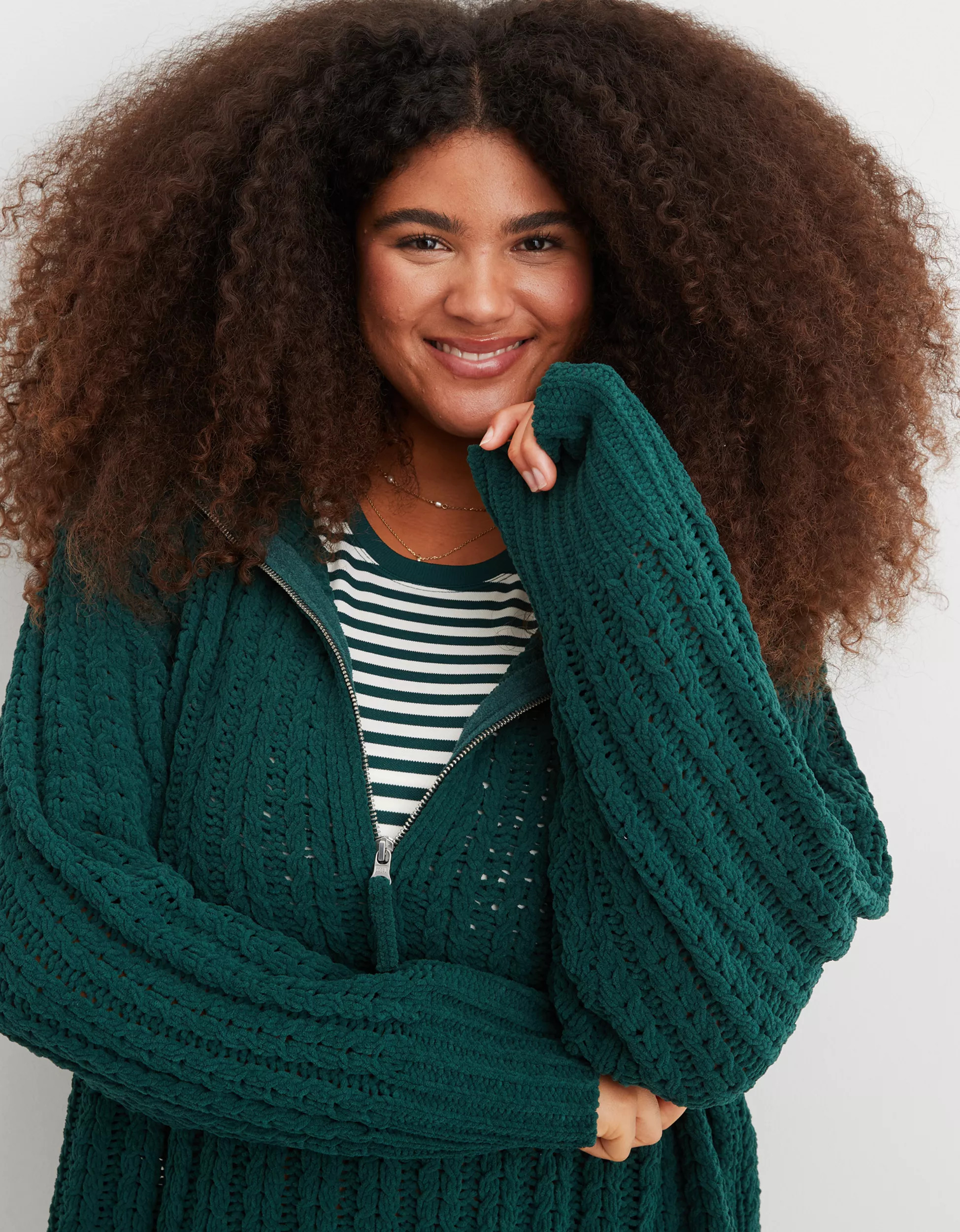 Aerie Cable Car Quarter Zip Sweater | American Eagle Outfitters (US & CA)
