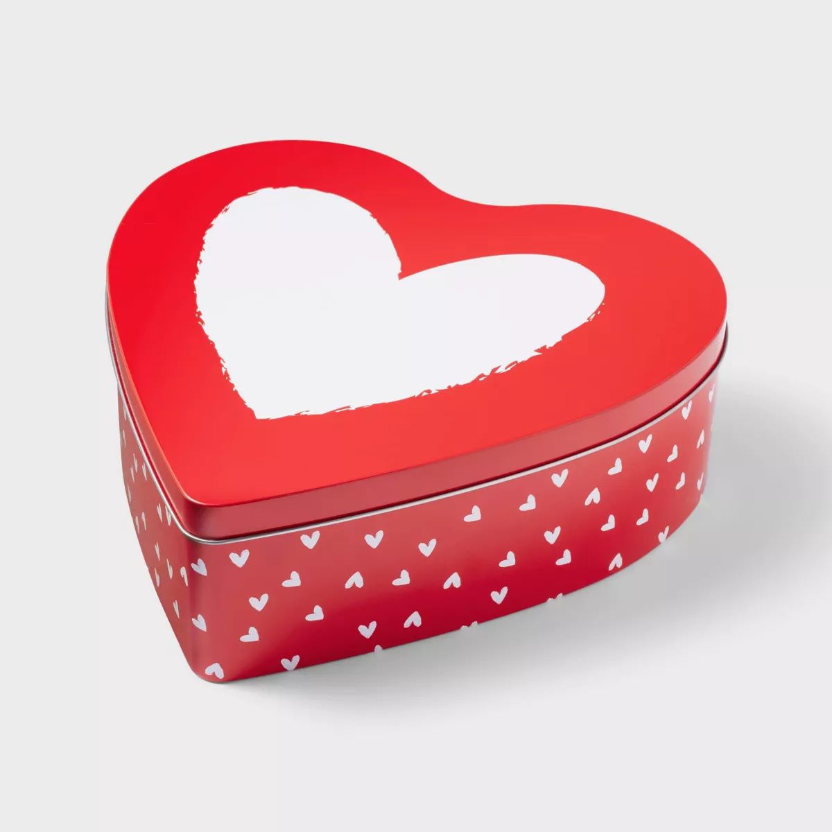 Valentine's Heart Shaped Tin Container Red with Mini Hearts - Spritz™ | Target
