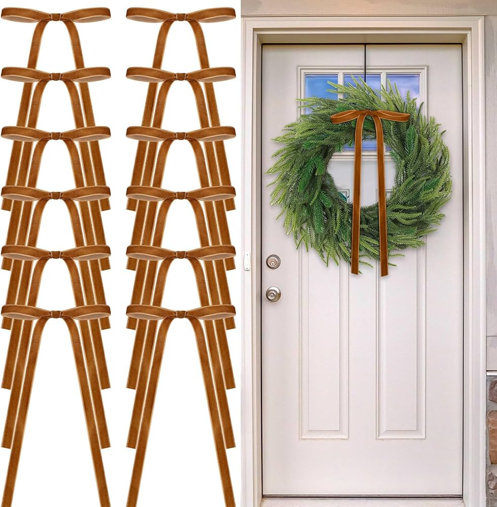 24 Pcs Velvet Christmas Bows for Christmas Tree Rustic Crafts Gift Bows Vintage Velvet Ribbon Bow... | Amazon (US)