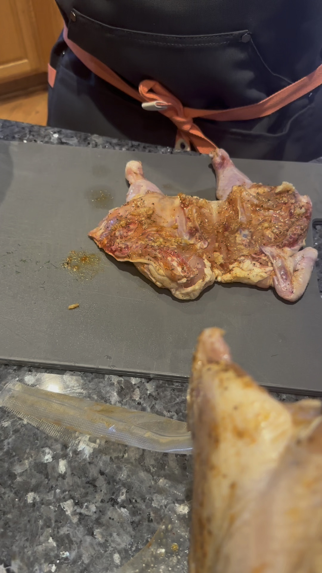 🍽️✨ Today, we’re whipping up some delicious Cornish hens! First, we spatchcock and season them, then vacuum seal and marinate overnight. The aroma when we pull them out is simply amazing! 😍

We sear them on our favorite non-stick Hexclad griddle, achieving that perfect golden brown color. The best part? It’s a one-pan meal! Just pop the griddle right into the oven to finish cooking. 

And don’t even get me started on clean-up! Everything wipes away effortlessly with just water and a gentle sponge. 🙌

Who’s ready to try this easy and tasty recipe? 👩‍🍳🍗 #CornishHens #OnePanMeal #CookingMadeEasy #Hexclad #DeliciousEats #FoodieFun