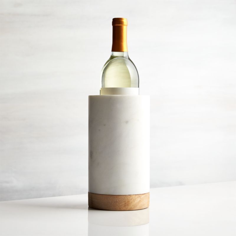 Wood Marble Wine Cooler | Crate & Barrel