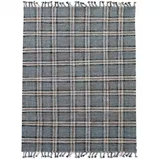Hampton Blue 7 ft. 6 in. x 5 ft. Transitional Plaid Jute Area Rug HMP30576 - The Home Depot | The Home Depot