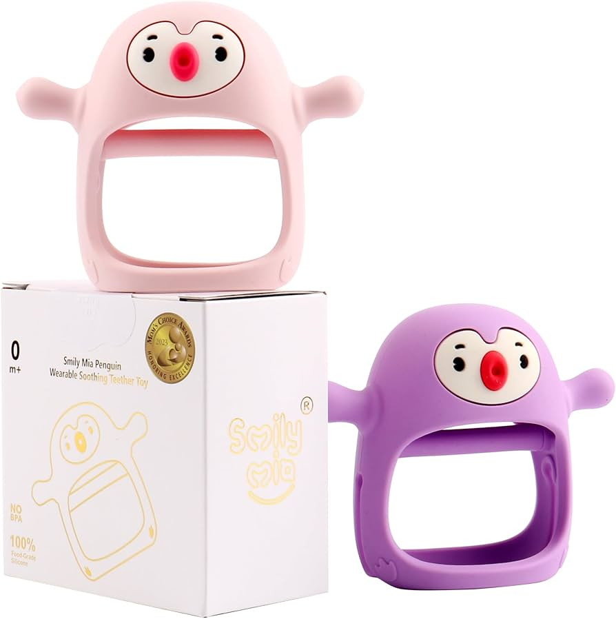 Smily Mia 2pack Penguin Teether for Babies 0-6Month, Infant Teething Toys,Pacifiers for Breastfed... | Amazon (US)