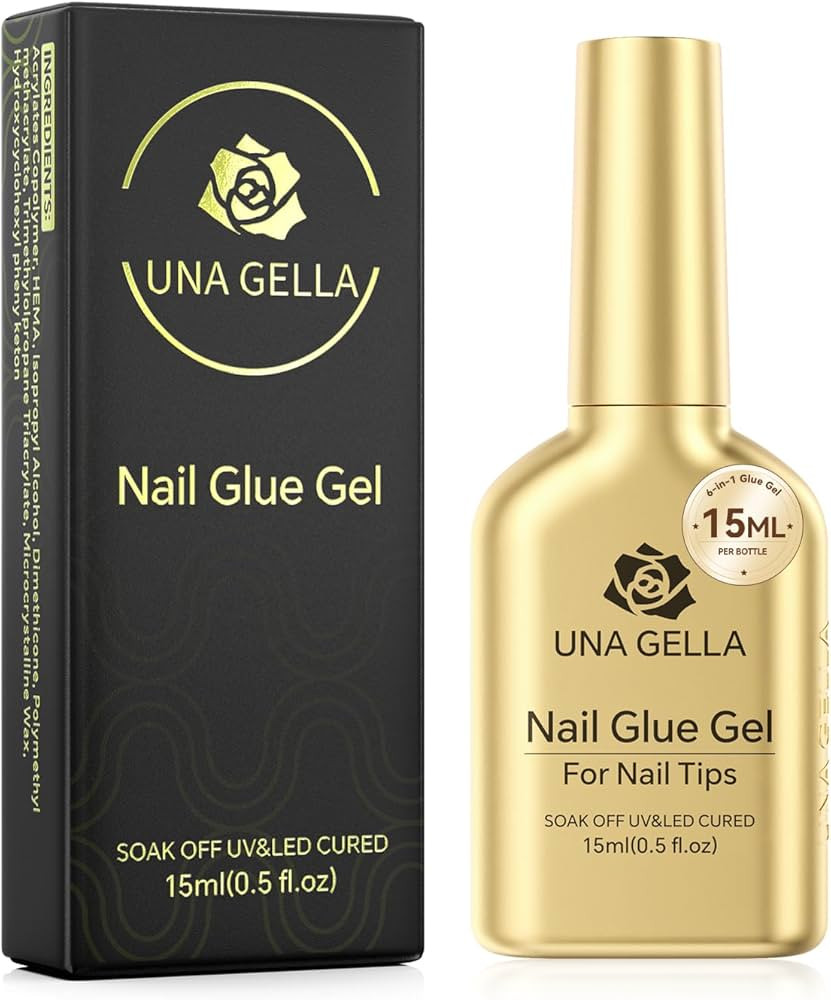 UNA GELLA 6 in 1 Gel Nail Glue for Clear Acrylic Nails Tips, 15ml UV Nail Glue Long Lasting Super... | Amazon (US)