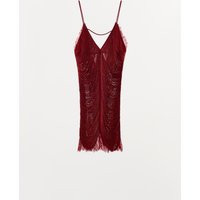 Zara - Short Lace Fringe Dress - Intense Red - Xs - Woman | Zara US