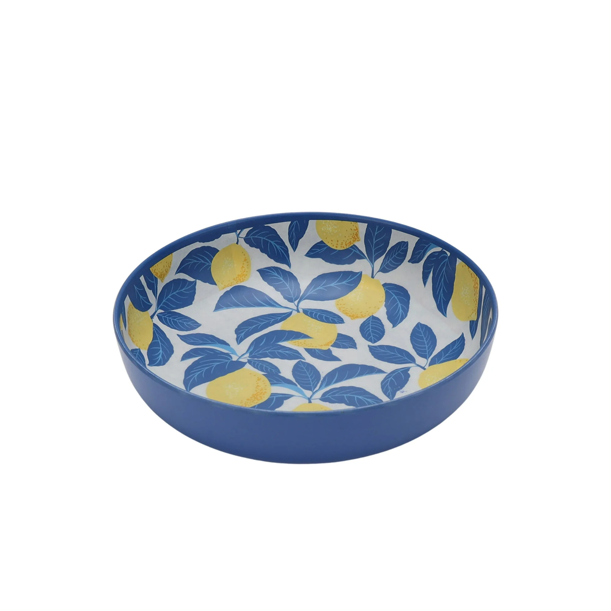 Mainstays by Becky G. & Alejandra Bamboo Melamine Dinner Bowl, Lemon & Blue | Walmart (US)