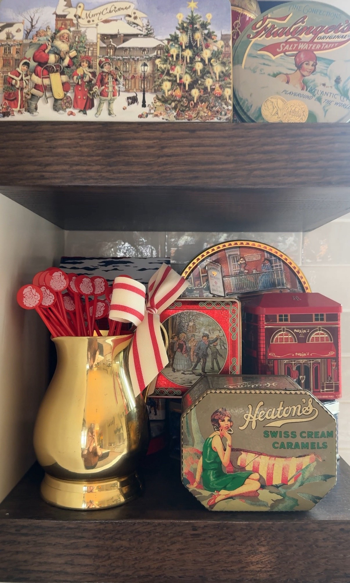 Christmas tins and vintage Santa face stir sticks are always a good idea!

#LTKHome #LTKHoliday #LTKFindsUnder50
