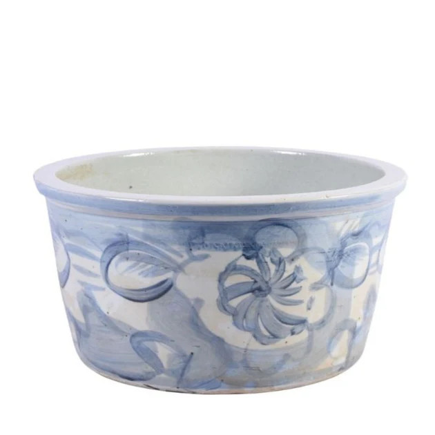 Painted Floral Basin Planter | Cailini Coastal