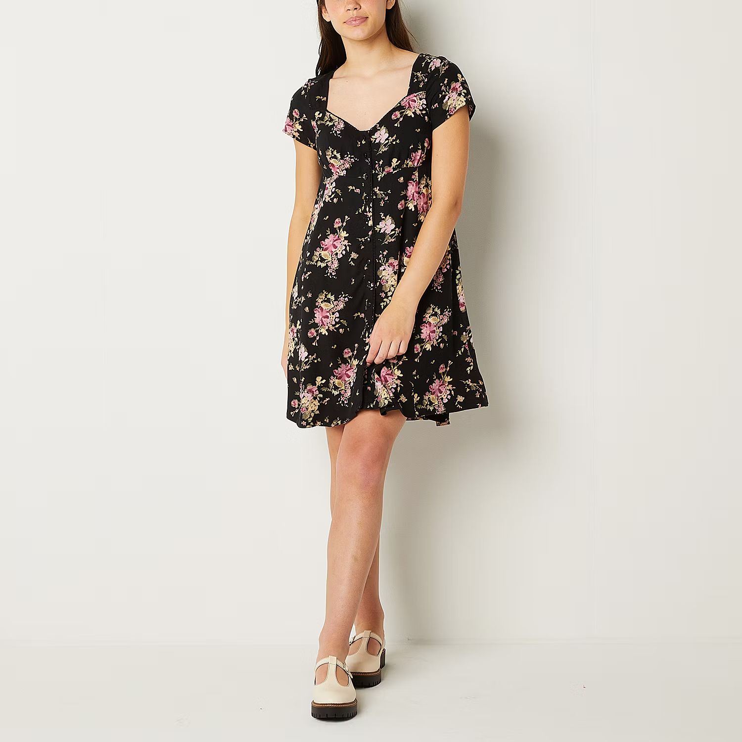 Arizona Juniors Short Sleeve Floral Fit + Flare Dress | JCPenney
