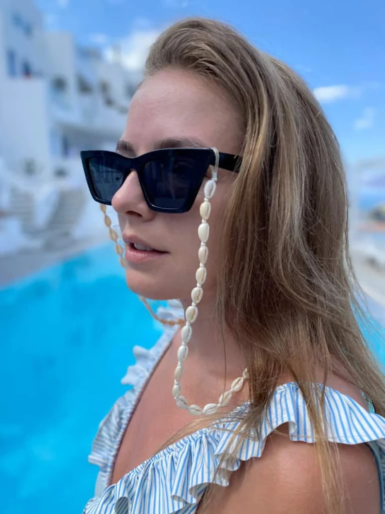 Real Shell Chain for Glasses, Handmade Glasses Accessory From Bali, Holiday Chain for Glasses Wit... | Etsy (US)