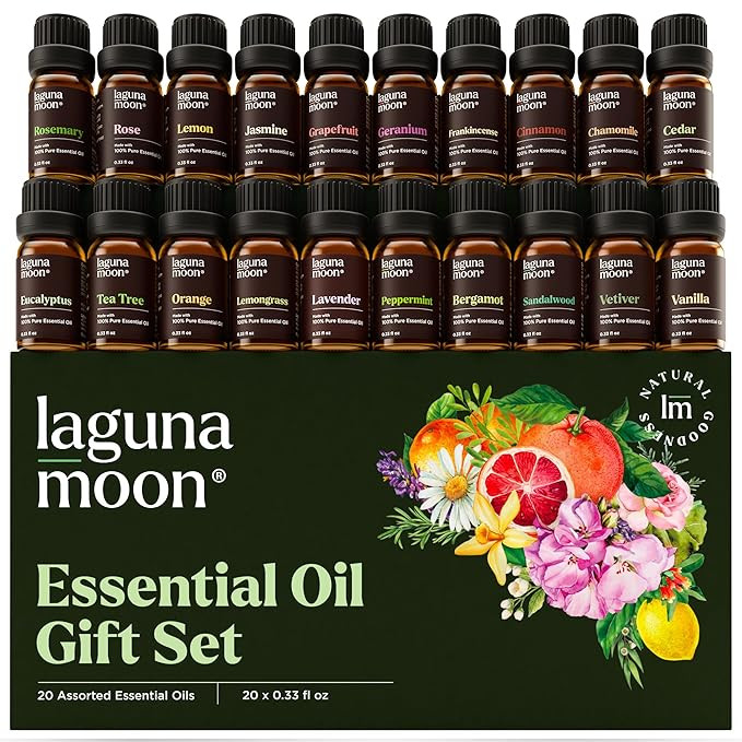 Lagunamoon Essential Oils Set, Top 20 Gift Set Oils for Diffusers, Humidifiers, Aromatherapy, Can... | Amazon (US)