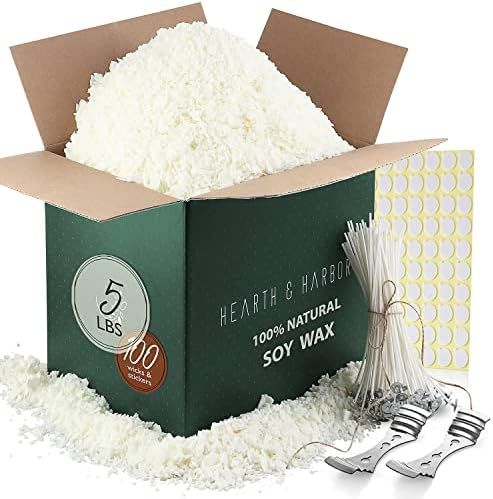 Hearth & Harbor Soy Candle Wax for Candle Making, Natural Soy Wax for Candle Making 5 lb Bag with... | Amazon (US)