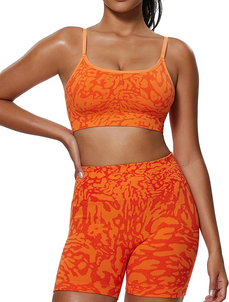 Aoxjox Workout Seamless Camo Sports Bra for Women Adjustable Fitness Padded Exercise Gym Bras Yog... | Amazon (US)