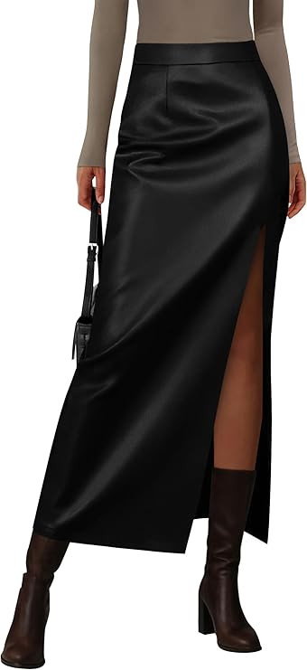 PRETTYGARDEN Womens Faux Leather Skirts 2025 Fall Fashion Bodycon High Waisted Slit Work Office W... | Amazon (US)