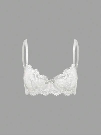 ROMWE Goth Floral Lace Underwire Triangle Cup Bra | SHEIN