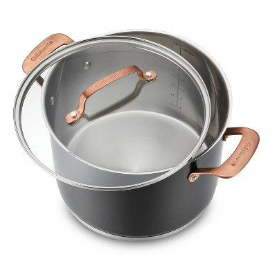 Cuisinart 8qt Classic Stainless Steel Matte Black Stock Pot with Cover Blushed Bronze Handle: 10.5" Diameter, Dishwasher-Safe | Target
