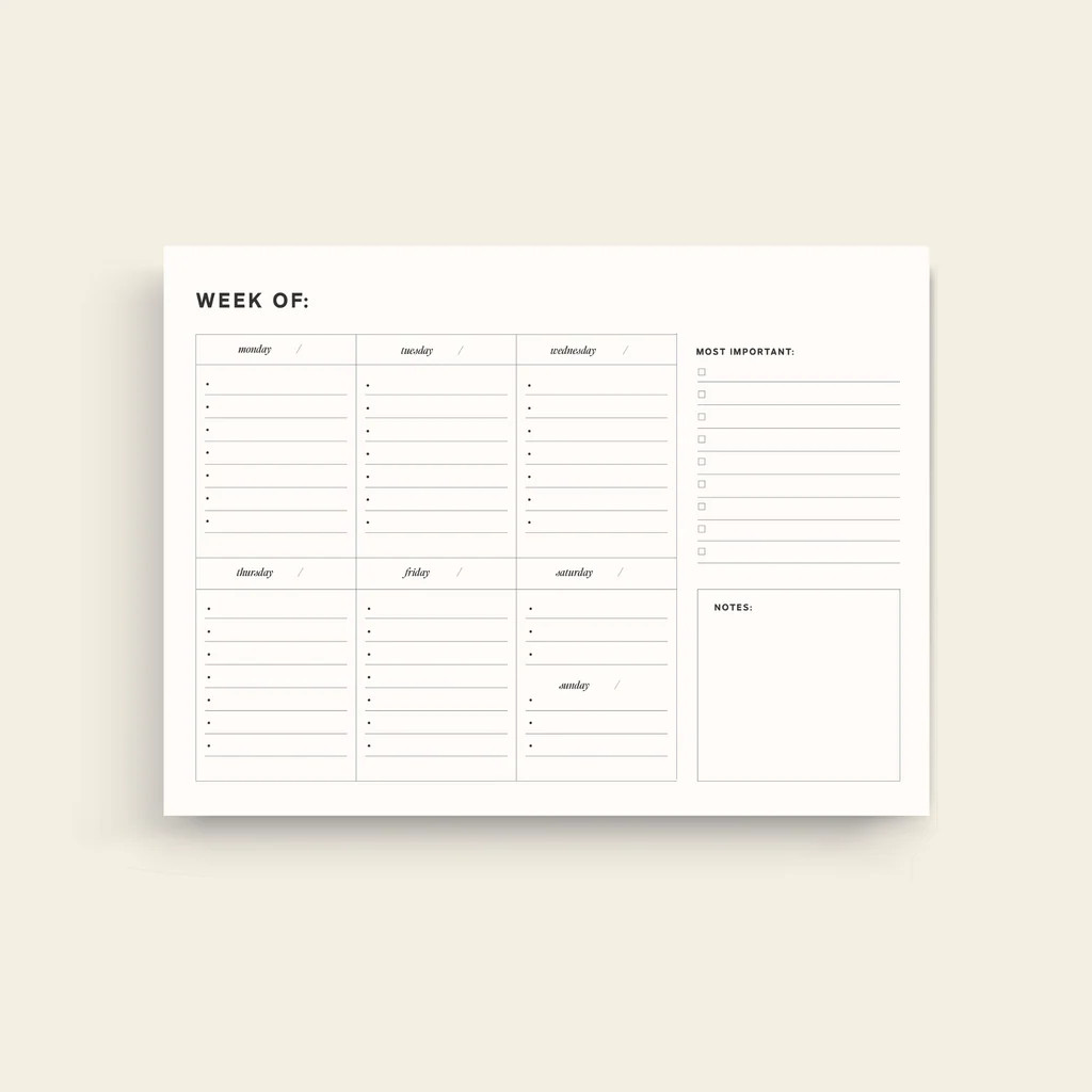 Weekly Desk Planner | The Dailee