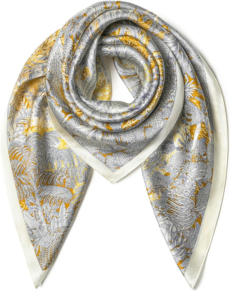 100% Pure Mulberry Silk Scarf 35" Large Square Lightweight Headscarf –Women’s Hair Wraps The ... | Amazon (US)