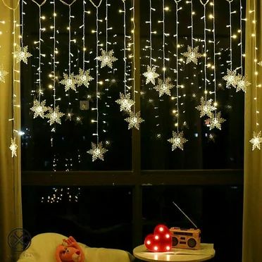 MeAddHome Outdoor Christmas Big Snowflake LED Curtain String lights Memory 8 Modes Flashing Light... | Walmart (US)