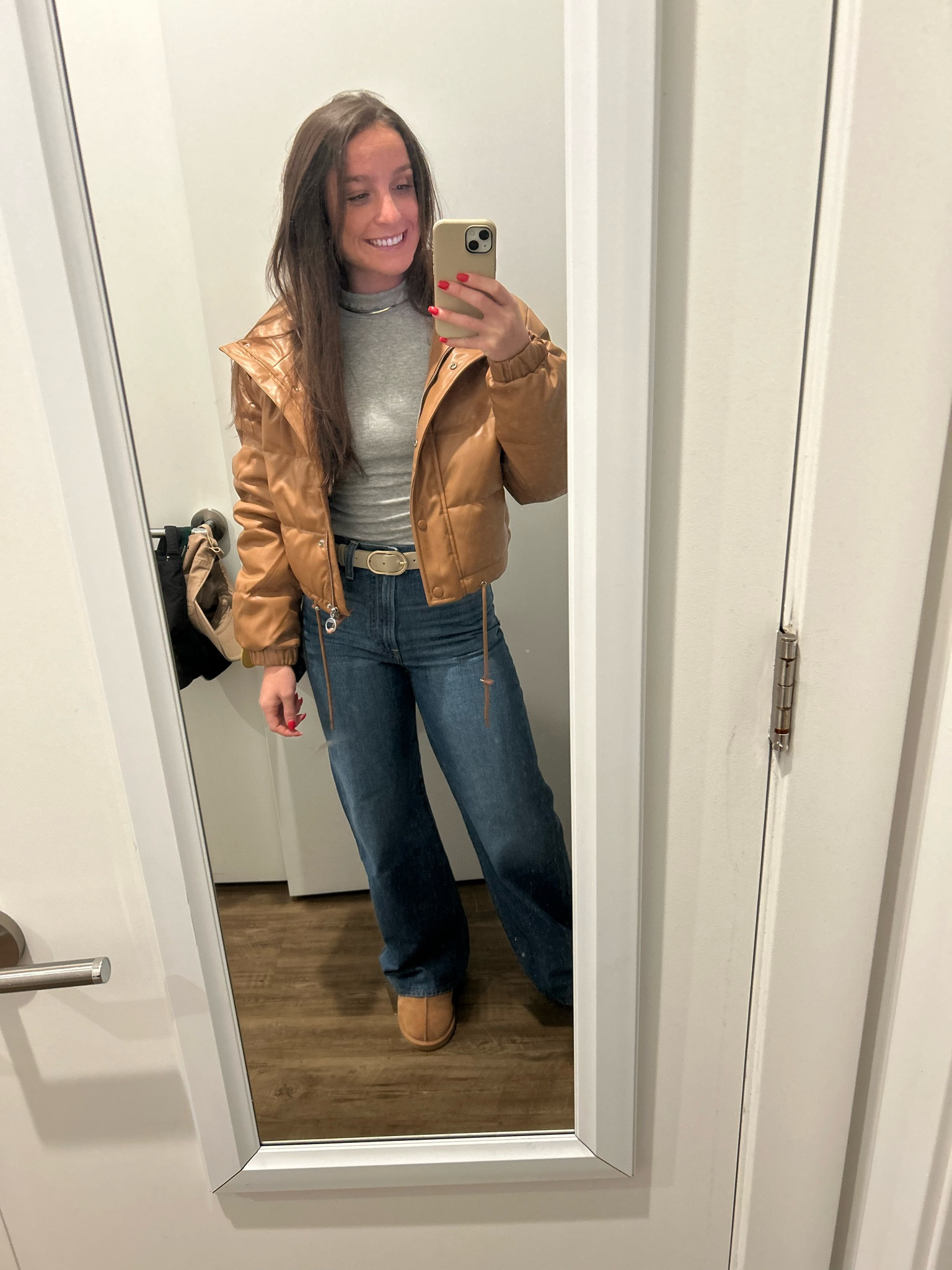 Perfect Midwest November outfit to wear when grabbing a few drinks with friends! Size small for turtleneck and jacket and size 26w x 32 for jeans 💖

#LTKHoliday #LTKGiftGuide #LTKSeasonal