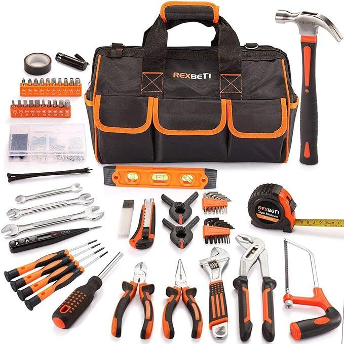 REXBETI 169-Piece Premium Tool Kit with 16 inch Tool Bag, Steel Home Repairing Tool Set, Large Mo... | Amazon (US)