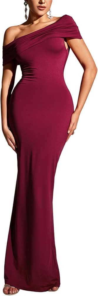 XinFSh Women Off Shoulder Maxi Dress Elegant Long Bodycon Dress Formal Party Evening Dress | Amazon (US)