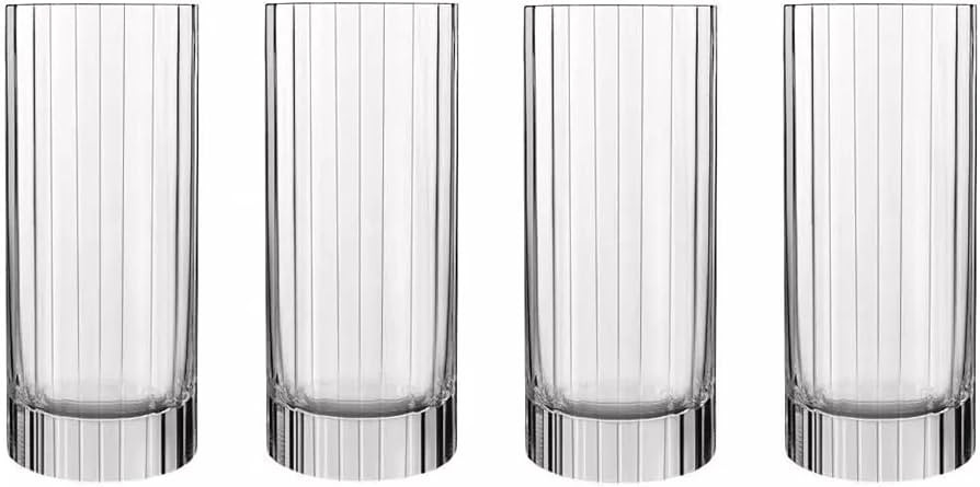 Luigi Bormioli Bach - Set of 4 Highball Glasses - Ribbed Crystal 16.5 Oz. Drinking Glass, for Coc... | Amazon (US)