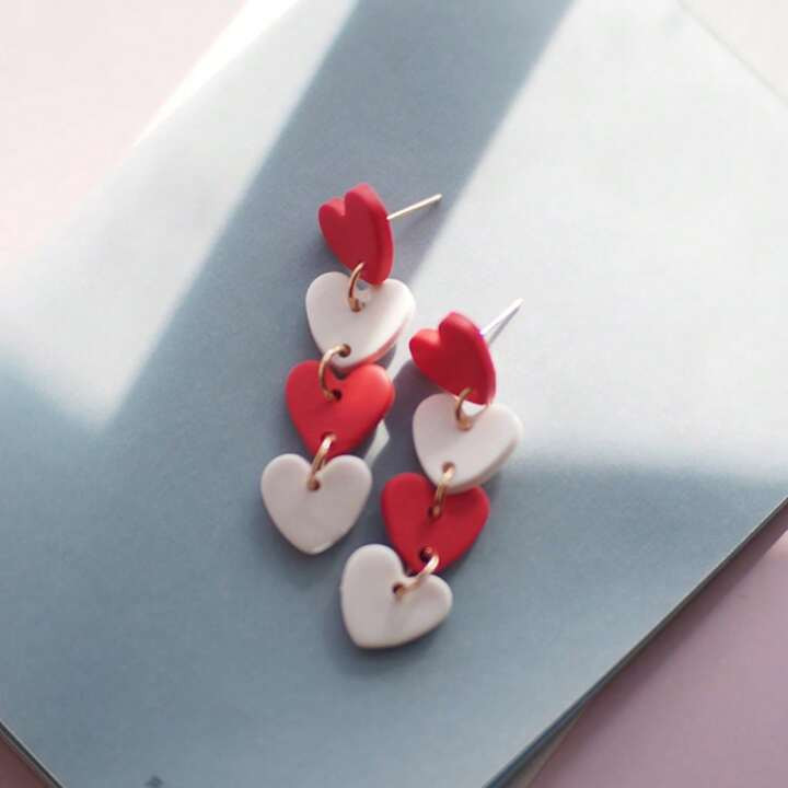 1 paar schattige en elegante hartvormige handgemaakte polymeerklei oorbellen, geschikt voor dagel... | SHEIN
