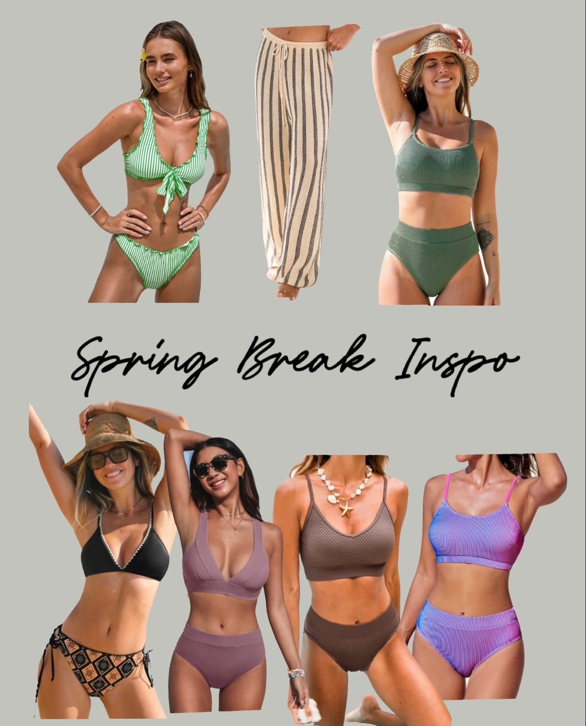 Spring break swimsuit inspo featuring bikinis, high-waisted swim sets, ribbed swimwear, and lightweight cover-up pants. Affordable Amazon swimsuits perfect for beach vacations, cruises, and warm-weather travel. Flattering suit options for different body types with easy mix-and-match cover-ups and accessories.

#SpringBreakOutfits #SwimwearWomen #VacationOutfits #ResortWear #BeachStyle #CruiseStyle

#LTKootd #LTKTravel #LTKOver40