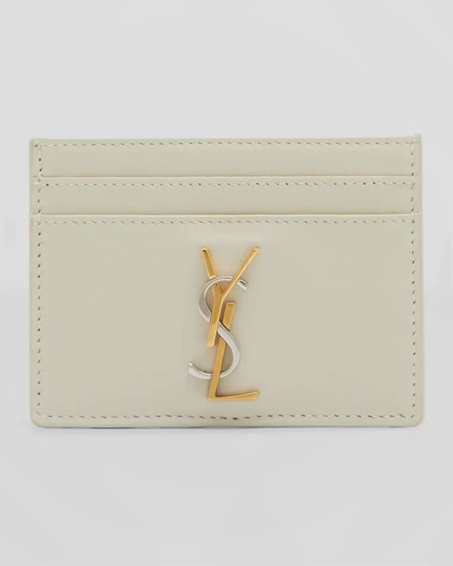 Saint Laurent Tricolor YSL Monogram Leather Card Case | Neiman Marcus