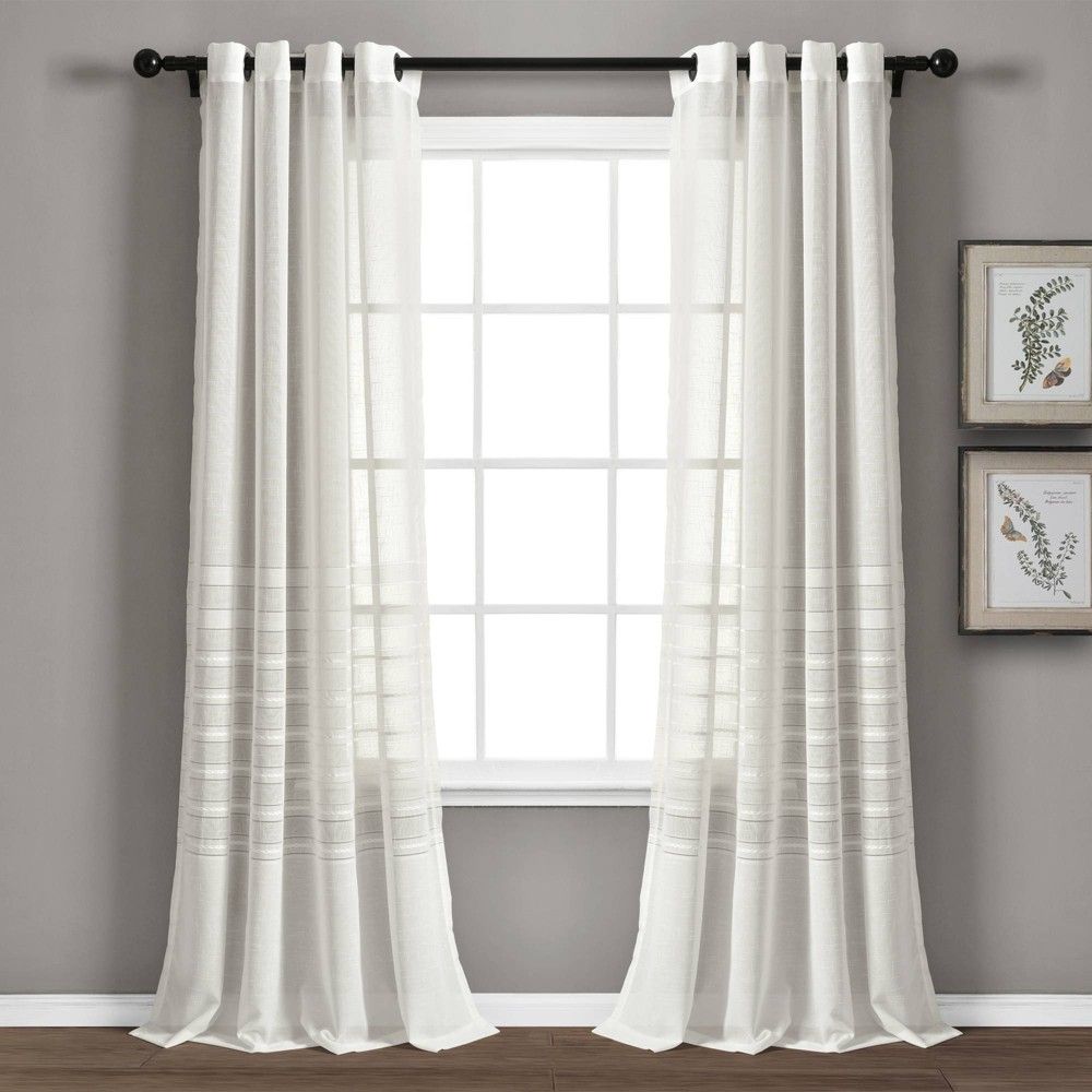 Set of 2 (84""x52"") Bridie Sheer Window Curtain Panels White - Lush Décor | Target