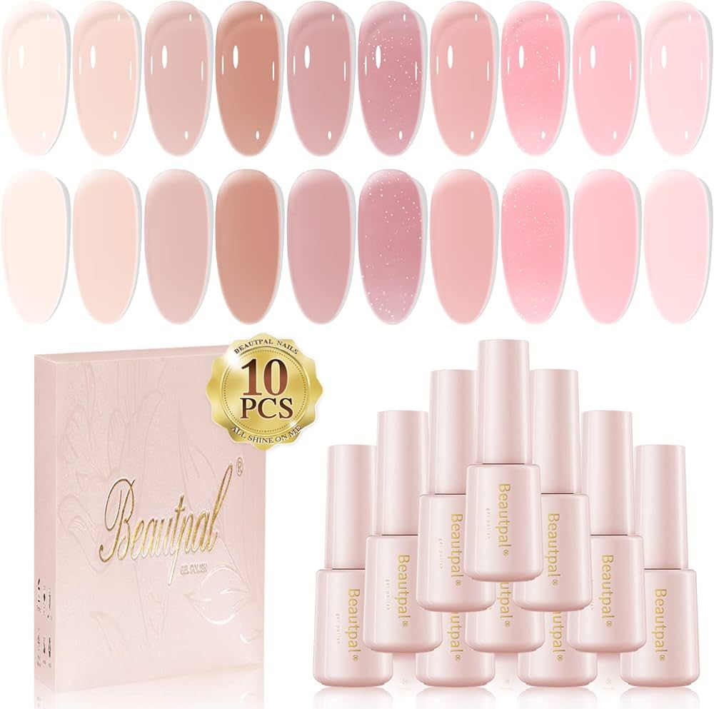 Larvall Beautpal Jelly Gel Nail Polish Set Nude Gel Polish Kit Milky Nude Sheer Pink Soak Off UV ... | Amazon (US)