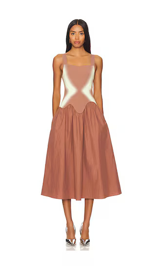 Mushu Mixed Media Tank Dress in Cozy Brown | Revolve Clothing (Global)