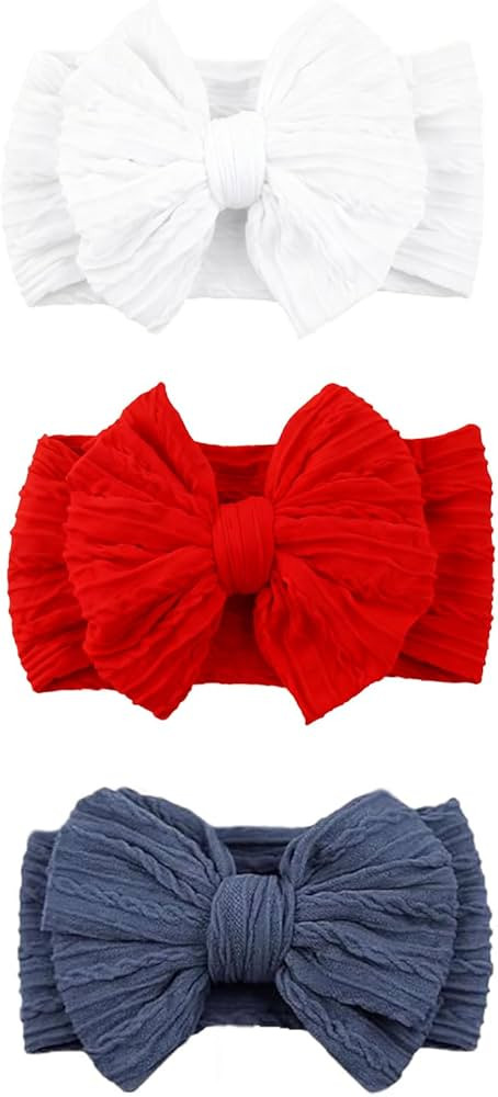 3 Pcs Baby Bows Headbands Soft Nylon Hairbands Super Elastic Headband Hair Accessories For Baby G... | Amazon (US)