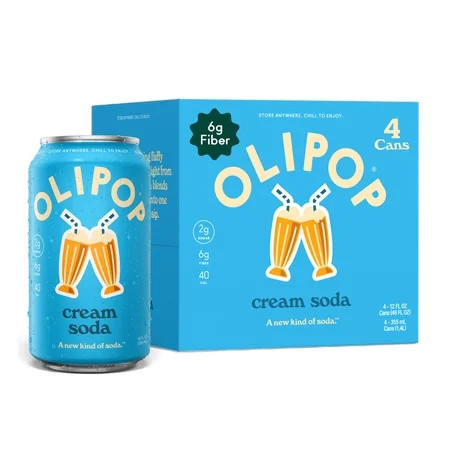 OLIPOP Prebiotic Soda, Cream Soda, 12 fl oz, 4 Pack, Pantry Packs | Walmart (US)