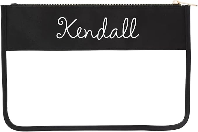 Threadart Personalized Black and Clear Zipper Bag with Embroidery – Custom Name Cosmetic & Make... | Amazon (US)
