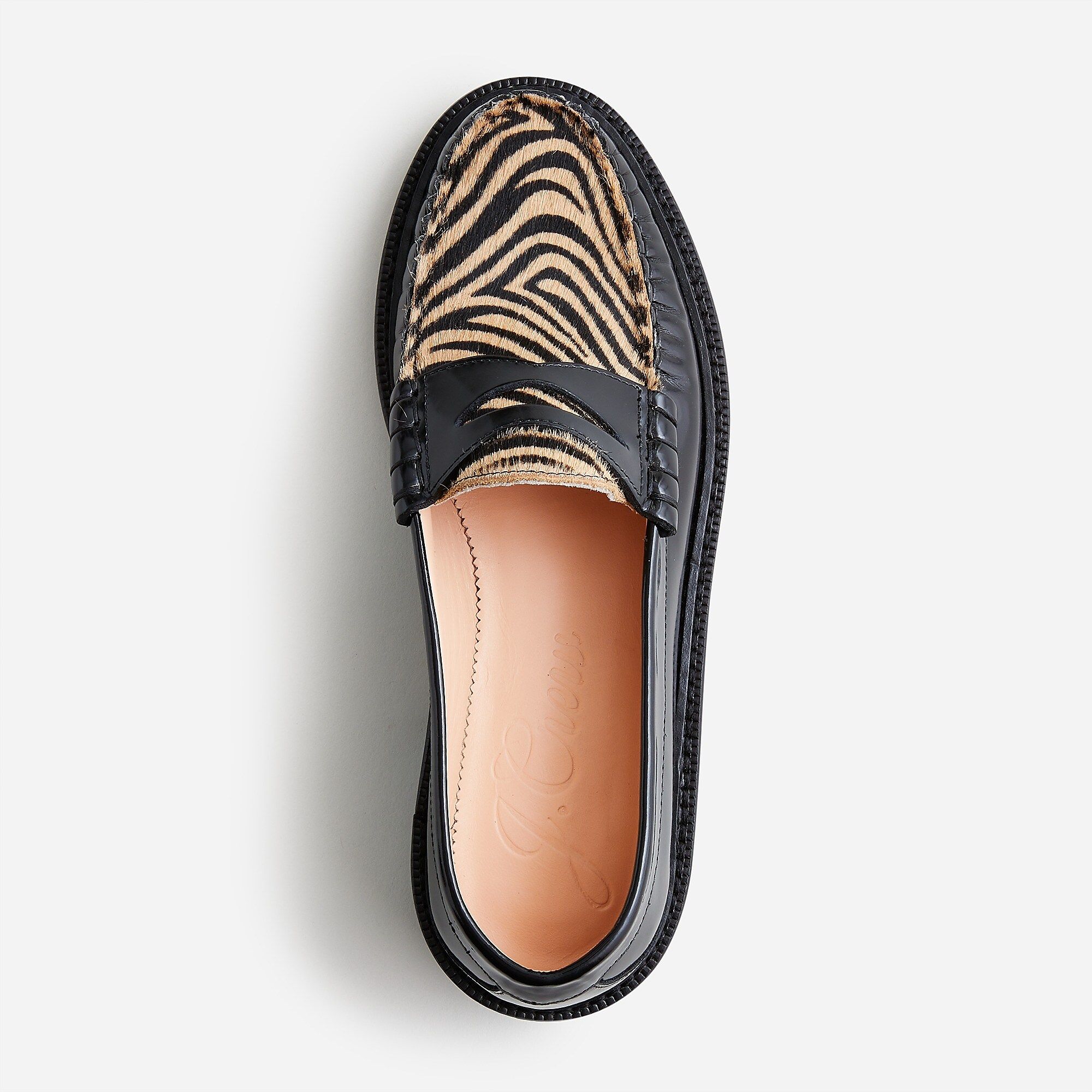 J.Crew: Rowan Penny Loafers In Leather And Calf Hair For Women | J.Crew US