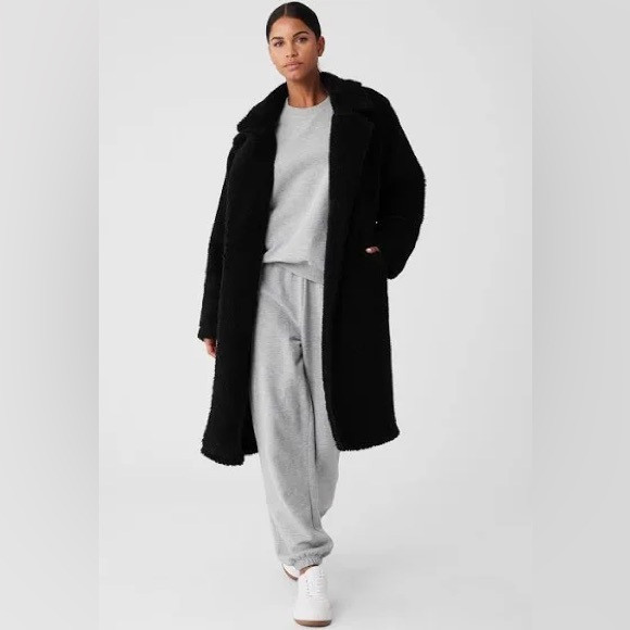 LIKE NEW Alo Yoga Oversized Sherpa Trench Teddy Coat - Black - Size XL | Poshmark