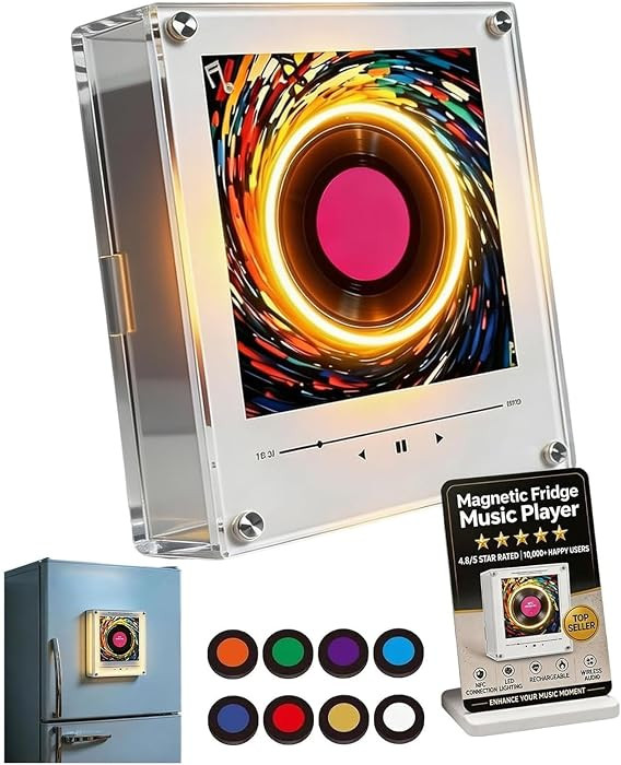 Magnetic Fridge Music Player, 2026 New Rotating Refrigerator Magnets Record Player, 128MB Program... | Amazon (US)
