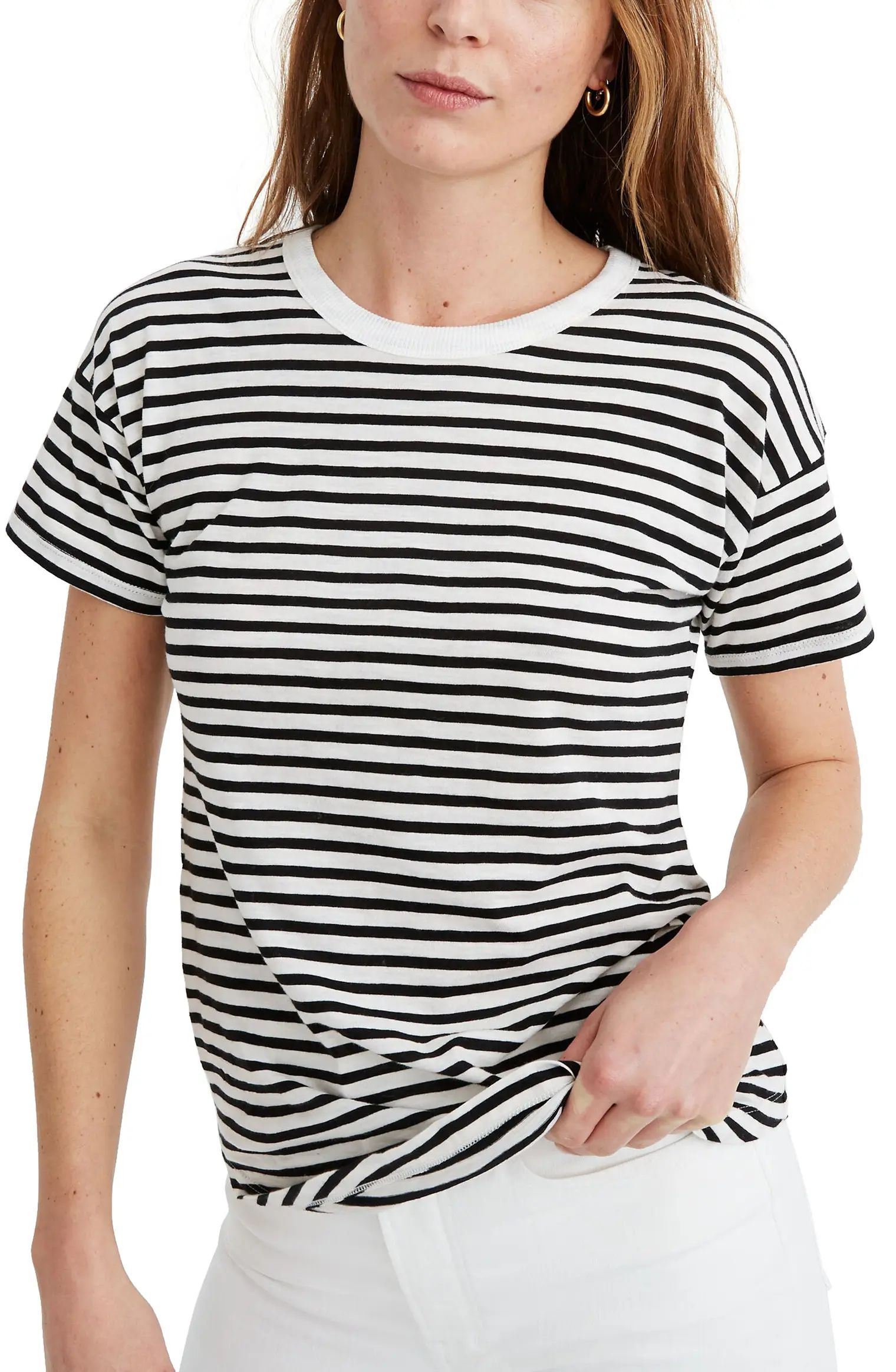 Bridgewater Stripe Whisper Cotton Ribbed Crewneck T-Shirt | Nordstrom