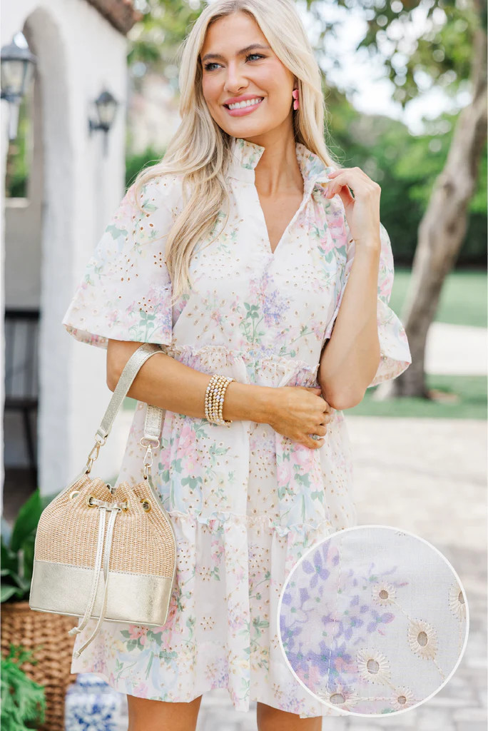Feeling Your Best Cream Floral Eyelet Dress | The Mint Julep Boutique
