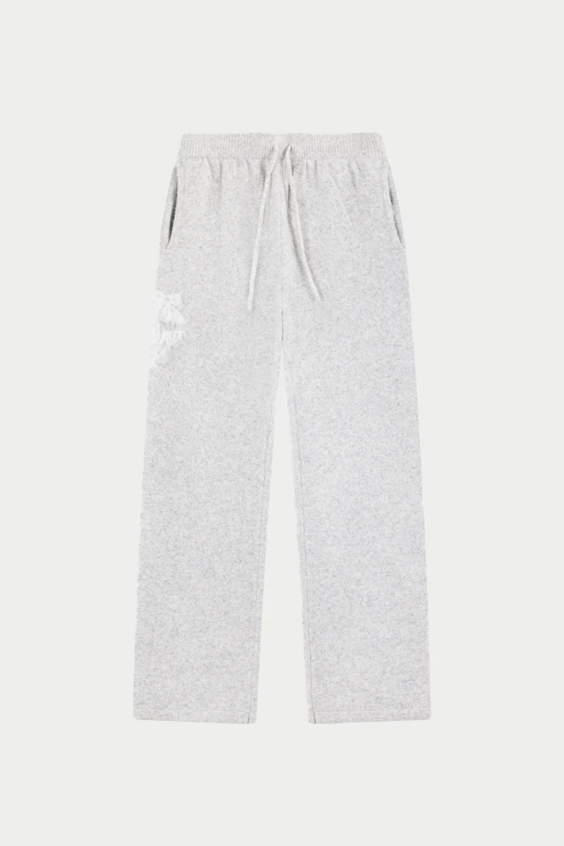 MONOGRAM FLUFFY KNIT JOGGERS - GREY MARL | The Couture Club