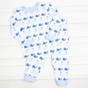 Blue Whale Print Knit Loungewear | Classic Whimsy