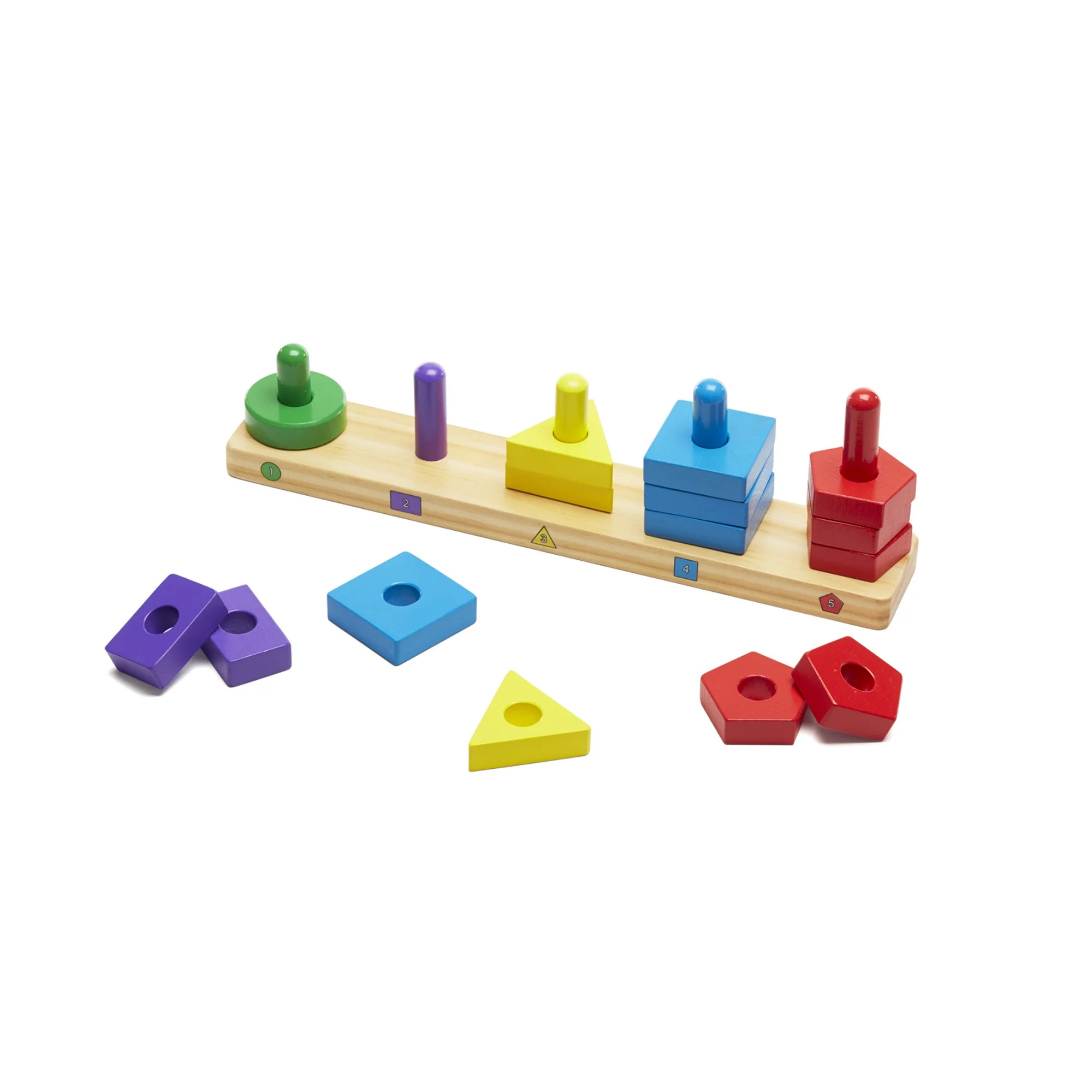 Melissa & Doug Stack and Sort Board - Wooden Educational Toy With 15 Solid Wood Pieces | Walmart (US)