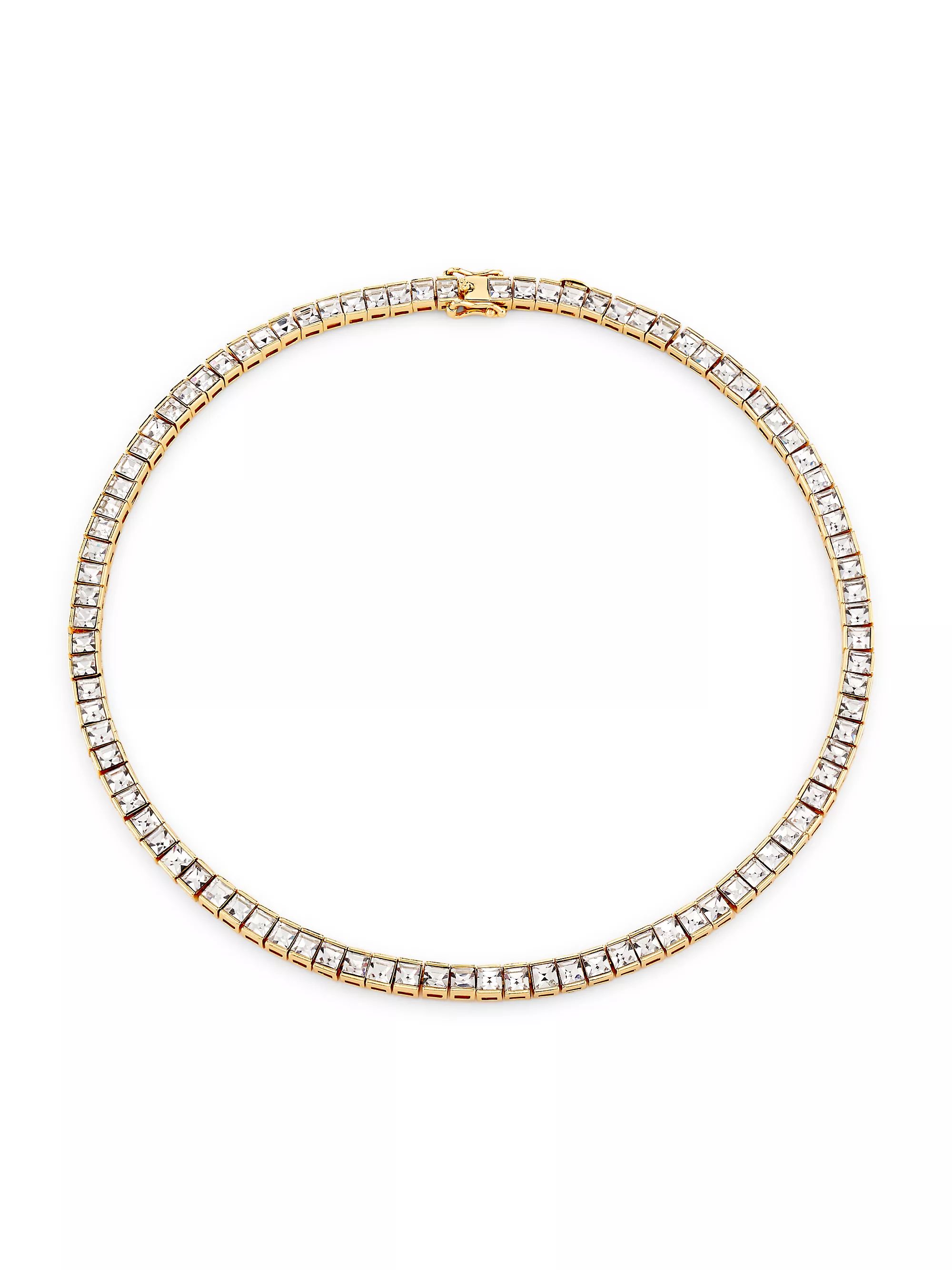 14K Gold-Plated & Glass Crystal Tennis Necklace | Saks Fifth Avenue