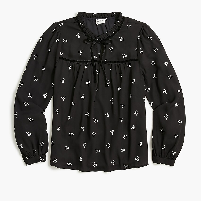 Velvet tie-neck top | J.Crew Factory