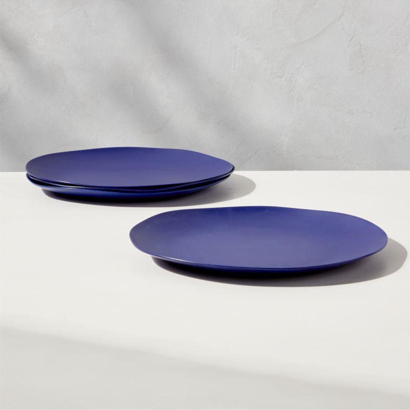 Pebble Modern Blue Melamine Dinner Plate Set of 4 | CB2 | CB2